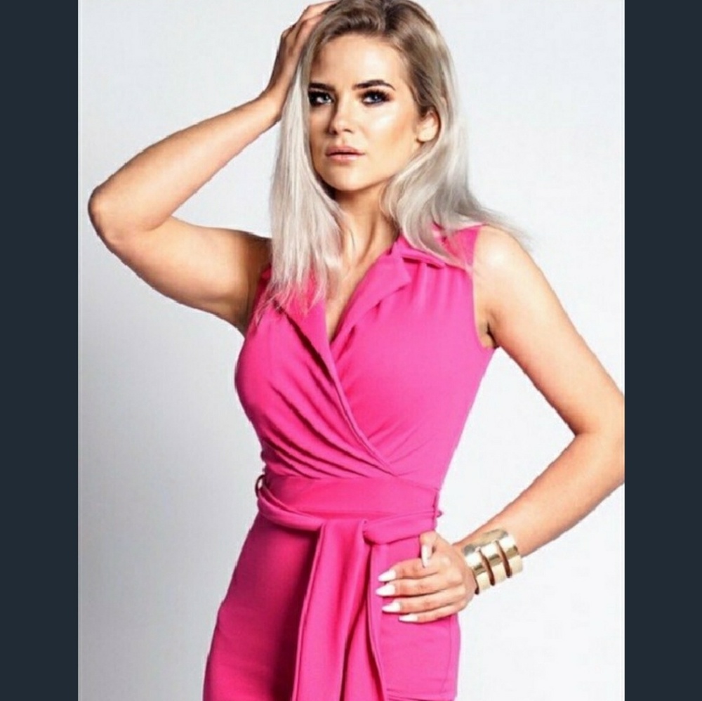 Pink Wrap Dress with Tie Detail - Picture 2 of 3